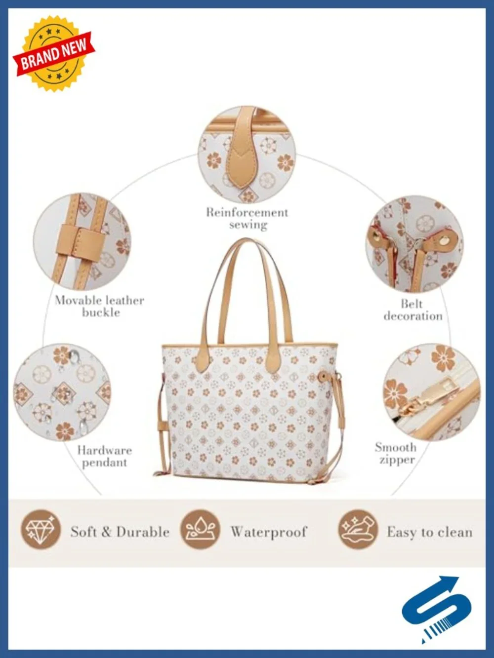 Faux Leather 2-Piece Tote & Mini Purse Set Top Handle Satchel